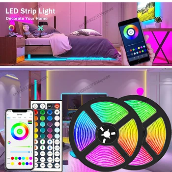 1 м, 3 м и 5 м 10 м 20 м и 30 м Led Лента RGB Лента Led Светлини за Декор на стаята Bluetooth SMD5050 на Led Подсветката на телевизора Цветни Ледени Светлини