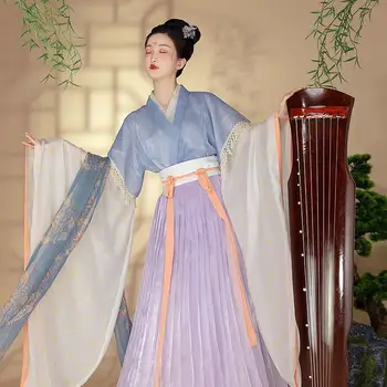 2023 Женски древния традиционен набор от Ханьфу в китайски стил, женски костюм за cosplay, летен нов свободен костюм фея Ханьфу с голям ръкав, 2023