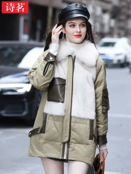 2023 Зимни нова мода норковая палто със средна дължина, ежедневното топло пуховое палто, стил за жени