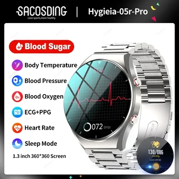 2023 Неинвазивни смарт часовници с нивото на глюкоза в кръвта, Мъжки Спортни Часовници с пълен Сензорен екран, ЕКГ + ТОЧКИ, Здраве, Bluetooth, Умни часовници Hygieia-05r-Pro