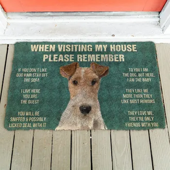 3D Моля, не забравяйте правилата за поведение в дома за кучета-фокстерьеров, подложка за пода, нескользящие вратите на тепиха, декор, подложка за верандата
