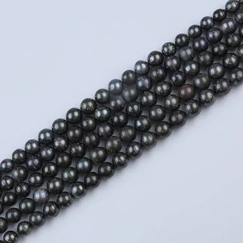 8-11 мм, естествен черен цвят, истински таитянские кръгли перлени мъниста в морски води, конци за бижута