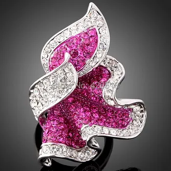 Alisouy, 1 бр., нови модни сватбени бижута за жени, рафтинг с кристали, кристали, дизайн на листа, пръстени за момичета