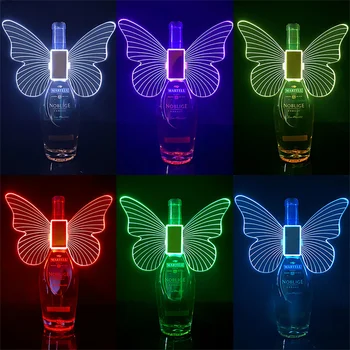 RGB светлинен лампа във формата на крила на пеперуда, което променя цвета си, led ефекта на светлинни пръчка за парти, бар, led topper за бутилки вино, бенгалски огън за обслужване на бутилки вино