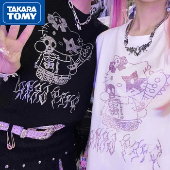 TAKARA ТОМИ / Нова лятна тениска за момичета, Топла бормашина, Лъскава, с шарките на 