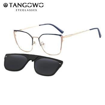 TANGOWO Метални мулти фасетиран 2 В 1 Поляризирани Очила Дамски UV400 Optiacl За Късогледство Реколта Рамки За очила Ourdoor Мъжки слънчеви Очила B23112
