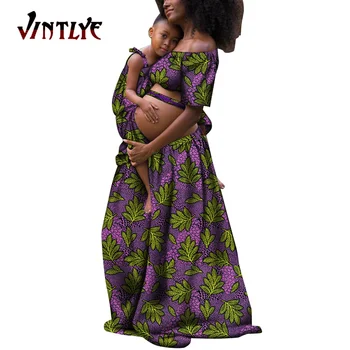 Африканска Дрехи за жени и деца, Мода за майки и деца в стила на Анкара с Флорални Принтом, Дрехи за бременни в Африканския Стил, WYQ560