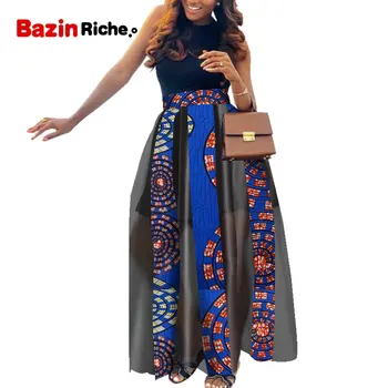Африкански рокля, дамска пола, черна шифоновая пола в стил мозайка, полудлинная пола за дамите, дрехи големи размери, WY6833