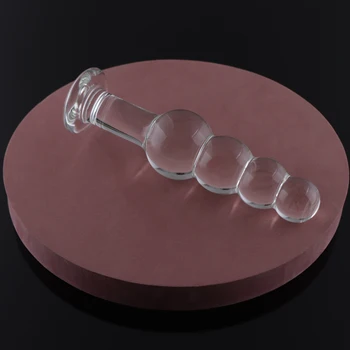 Вибратор от кристално стъкло, изкуствен пенис, Кристален анален топчета, Анален накрайник, Масаж на простатата, вагина / анус секс-играчка за мастурбация за жени