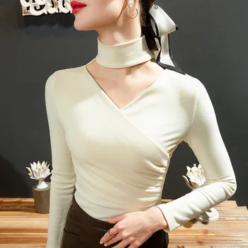 Висококачествена дамска тениска 2023, дизайн в стила на оглавник, женски есента секси съкратен топ, ежедневни модерна блуза, доброто среща