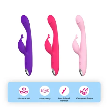 Двойно вибриращ еротичен Анален масаж на вагината, секс-играчки, дилдо, вибратор със заек, вибратори за жените, мастурбатор за точката G