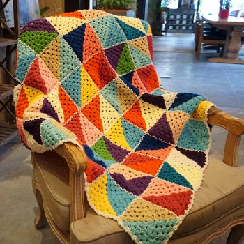 Дъга вязаное одеяло ръчно изработени цветни вязаное одеало за диван, възглавница, филц, домашен подарък в стил пасторальном