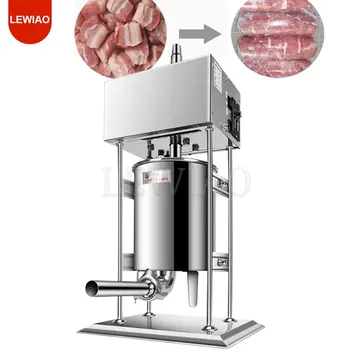Електрическа машина за печат на колбаси обем 15 л, вертикална машина за печат на месо, различен пълнител за колбаси от неръждаема стомана с 4 колбасными трубочками