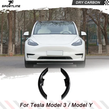 Етикети за подмяна на предния волана в колата от сух въглероден за Tesla Model 3 Y 2021-2023 Вътрешно покритие на детайли на интериора