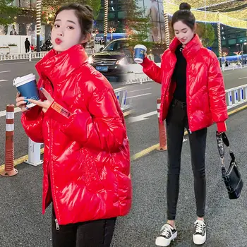 Жена памучни палто с къс яка-часова 2021, нова зимна корейската версия, лъскава свободна утепленная памучен naka яке, дамски tide