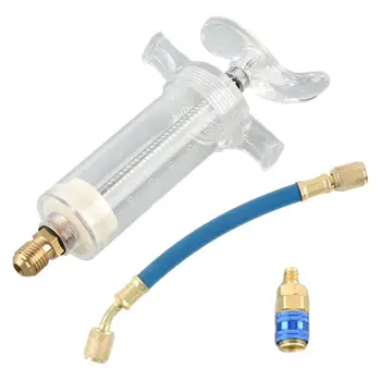 Инжектор климатик, Стоманена инжектор масло за кондициониране на въздуха с жак 1/4 инча Инструмент за инжектиране на боя Синьо течно масло