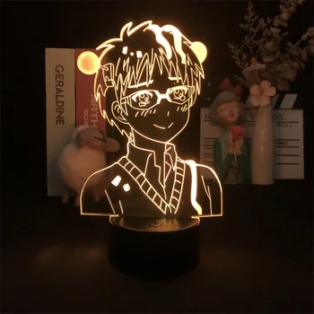 Катастрофалната живот Сайки Към японското аниме и манга, 3D лека нощ за декор спални, сладък подарък за рожден ден, led лампа, подарък за дете