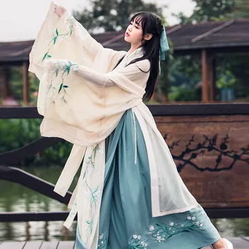 Костюм на фея китайски народни танци, парчовая дамски класически облекла Ханфу, традиционното облекло на династията Тан, древното сценично рокля