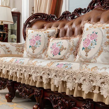 Луксозен европейски калъф за диван от жаккардового дантела с висока плътност на 1/2/3/4 места, калъф за дивана, защита за кресла, защита от подхлъзване