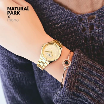 Модерен дамски часовник NATURAL PARK, луксозни дамски ежедневни дамски кварцови часовници с кристали, ръчни часовници Relogio Feminino