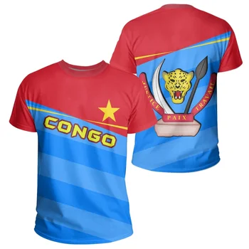 Мъжки t-shirt 2023 г., Демократична Република Конго, в началото на с 3D принтом, градинска риза в стил харадзюку с кръгло деколте, мъжки и дамски тениска Оверсайз