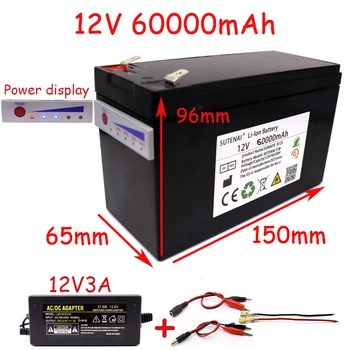 Нов блок на литиеви батерии power display 12v60a 18650 идеален за слънчева енергия и батерията электромобиля + зарядно устройство 12.6v3a