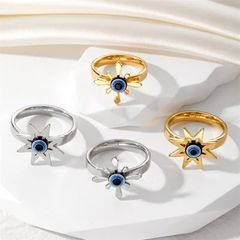 Нови модни щастливи турски сини слънчеви пръстени от уроки за жени, винтажное пръстен с цвете 