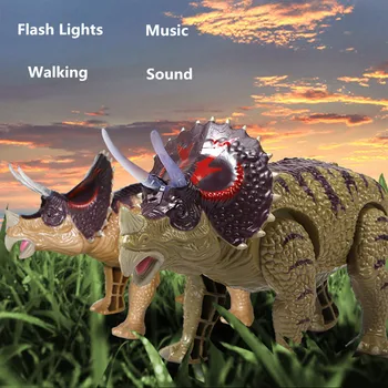 Образователна играчка за децата, с висока имитация, електрически динозавър, може да ходи, музикален звук, светкавица, светлинен ефект, подарък модел за момчето робот-динозавър