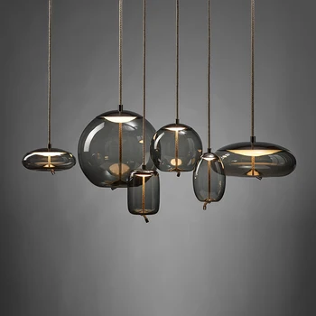 Окачен лампа от скандинавския стъкло с възел за спални, кухни, прикроватной нощни шкафчета Luminaria, абажура в скандинавски стил, подвесного лампа