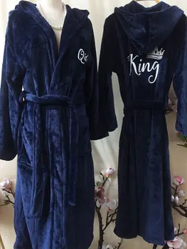 Персонализирани халат за баня с качулка за двойки, обичай зимни халати с качулка, сватбен подарък от съпруга си жена, индивидуални халати за баня 2023