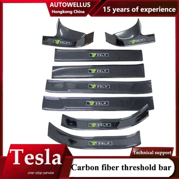 Пороговая планк с модел от въглеродни влакна, добре дошли, модификация защита от педалите, за да е подходяща за Tesla, модел 3, модел Y, модел S