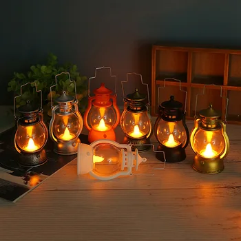 Ретро маслена лампа, електрическа свещ, led лампата е Новост, творческа обстановка, подарък, Вятърна лампа, Осветление, керосин лампа, малък фенер