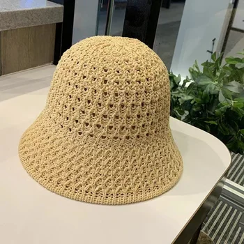 Солнцезащитная шапка дамски Лятна упаковываемая панама Плажна сламена шапка за жени с защита от uv Лятната сламена шапка