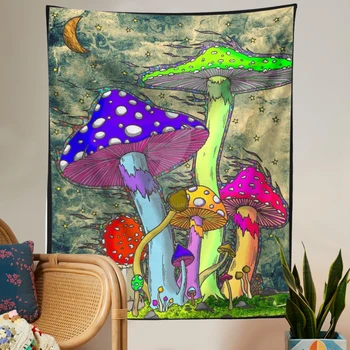 Стенен гоблен с гъби, трипперная ботаническая ведьмовская плат, Небесна кошмарен флора, цветни за декор за спалня, дневна
