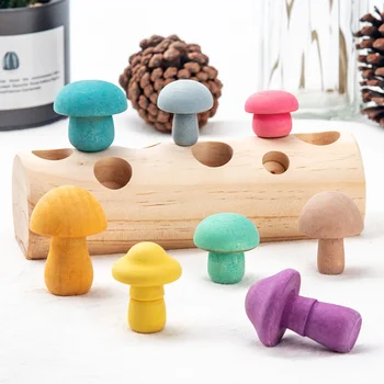 Творчески дървени преливащи кубчета Игра за събиране на гъби забавни играчки Монтесори, подбирающие форма, Монтаж, заснемане на