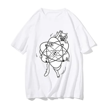 Тениски Schrodinger's Cat Quantum Mechanics Fight, мъжки Тениски от 100% памук, Тениски в корейски стил с Мангой/Комиксами, Ежедневни Ризи с Графити