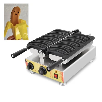 Търговска употреба, 5 бр. вафельница във формата на банан, машина за печене с желязна дръжка, скара за печене бананови вафли, оборудване за печене на гофрети закуски