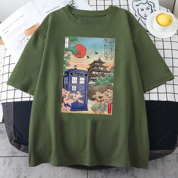 Укие Японската култура Висококачествен памук Размера на ЕС Тениска лятна градинска дрехи с комиксами мъжка тениска графична унисекс облекло