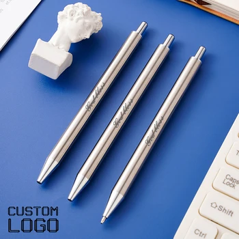 Химикалки от неръждаема стомана с лазерно гравирани Името на Потребителски лого, Химикалки Бизнес Реклама подарък на ученически пособия, офис консумативи,