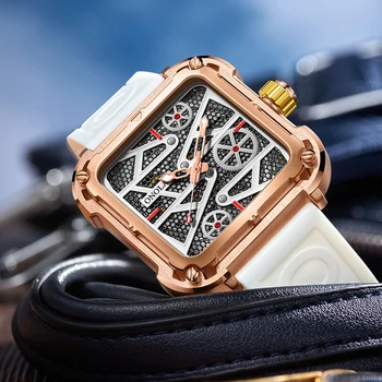 Часовници за мъже от неръждаема стомана квадратни водоустойчив механични ръчни часовници ONOLA спортни ежедневни бизнес автоматично мъжки часовник