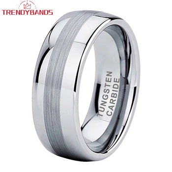вольфрамовое годежен пръстен 8 мм за мъже, женски венчален пръстен, купол център, матово покритие, полиран-блестящ, удобна за кацане