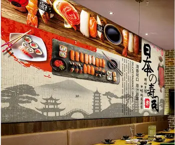 стенни тапети по поръчка за стени, на рула, японска кухня, суши, тематичен декор на деликатеси, 3d фотообои на стената